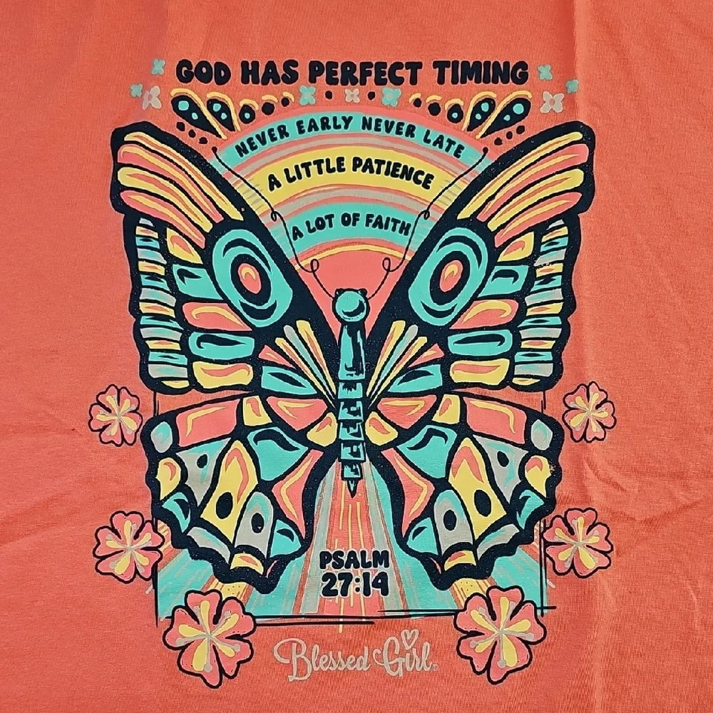 Orange Butterfly Graphic Tee - Picture 1 of 7